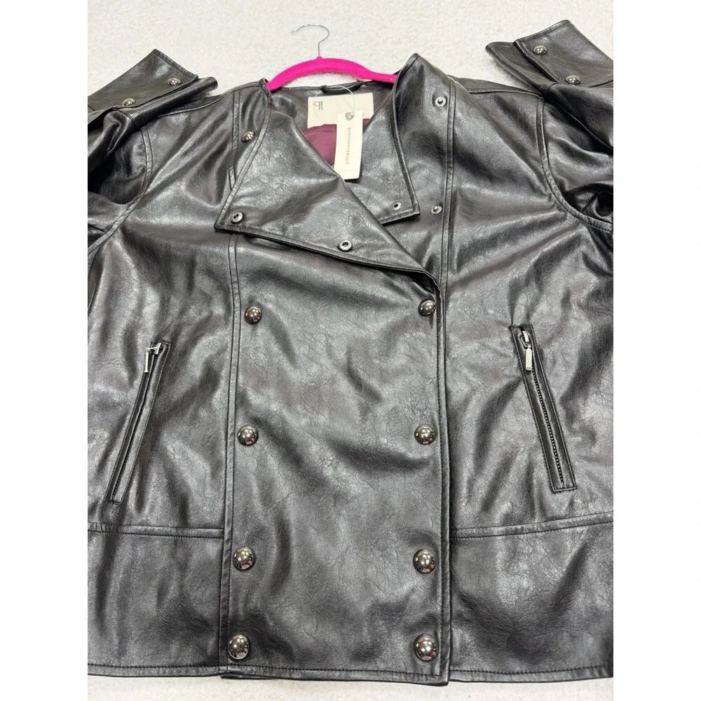 Anthropologie Pilcro Moto Jacket Faux Leather Asymmetric Snap Western XS NWT